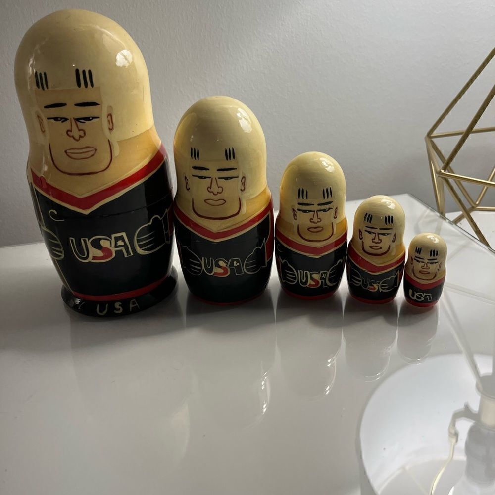 USA Hockey Team Hand Painted Nesting Dolls